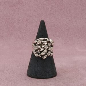 sterling silver vintage nugget style cigar band ring size 6.5